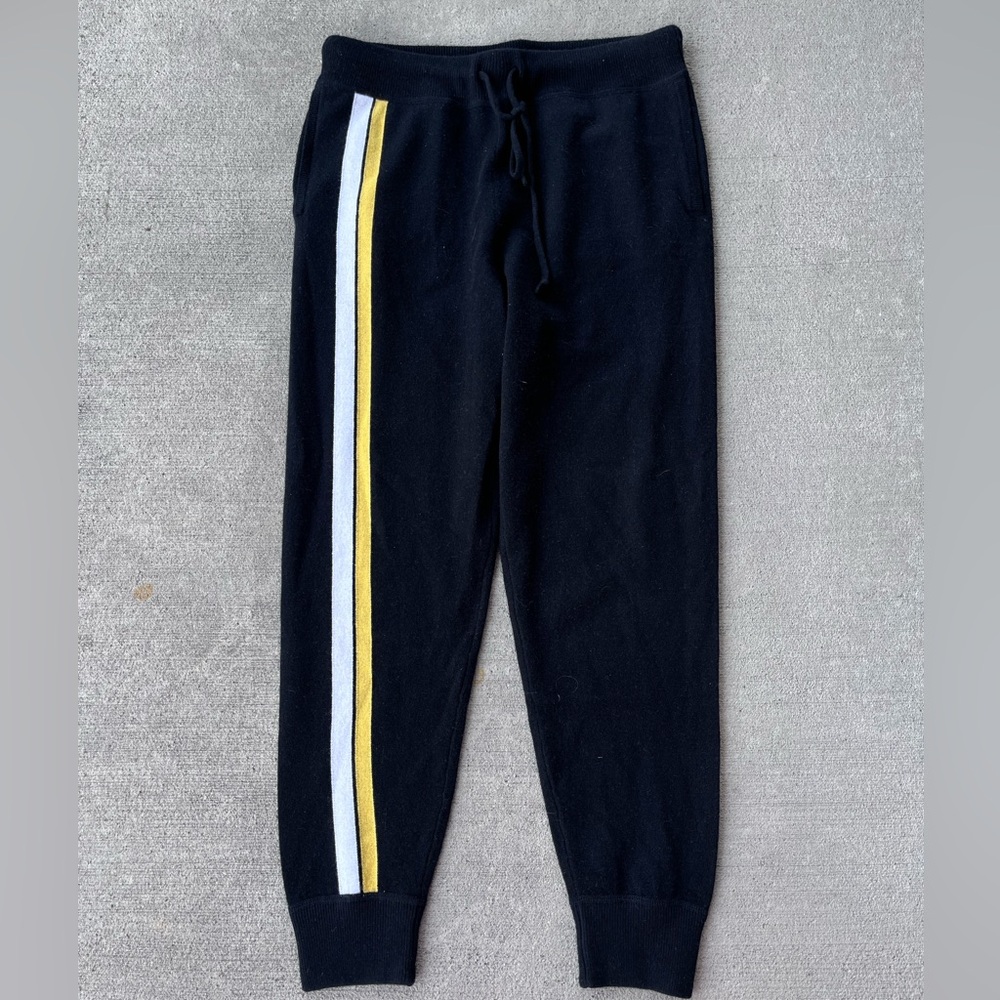 Polo Ralph Lauren black yellow women’s striped cashmere wool jogger pants NWT